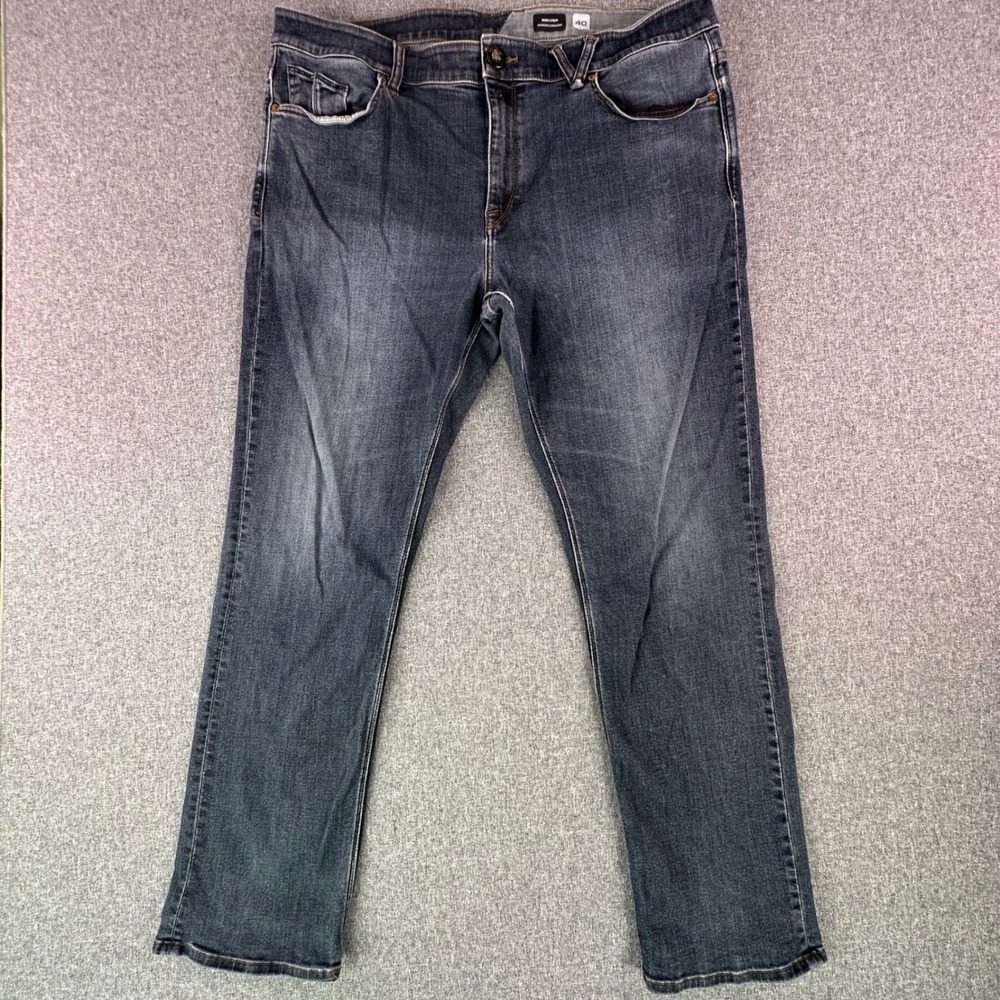 Volcom Jeans Mens 40 Solver Modern Straight Dark Wash Blue Stretch Denim